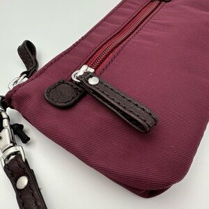New Cityscape Wrislet Nylon Leather Trim Zip Pouch - Plum Purple